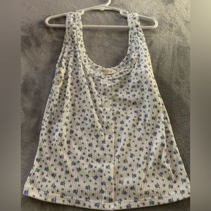 White and blue flower tank top